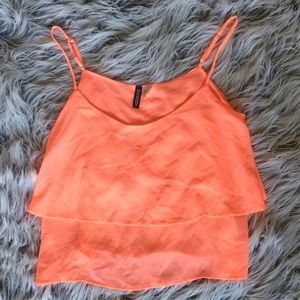 Neon Coral Flowy Crop Top